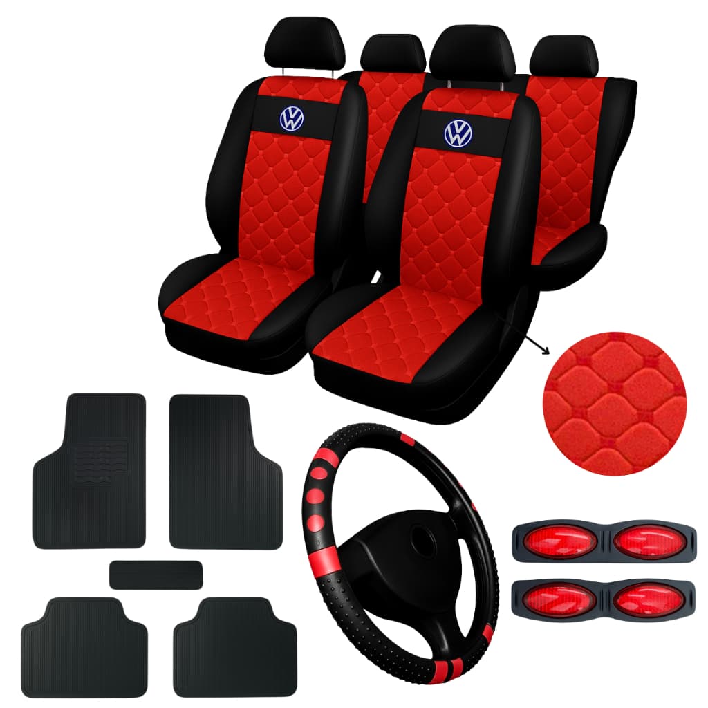 Capas Para Bancos Automotivos Couro Colorido Vw Gol G1 G2 G3 G4 G5 G6 G7 tapete de carro + volante