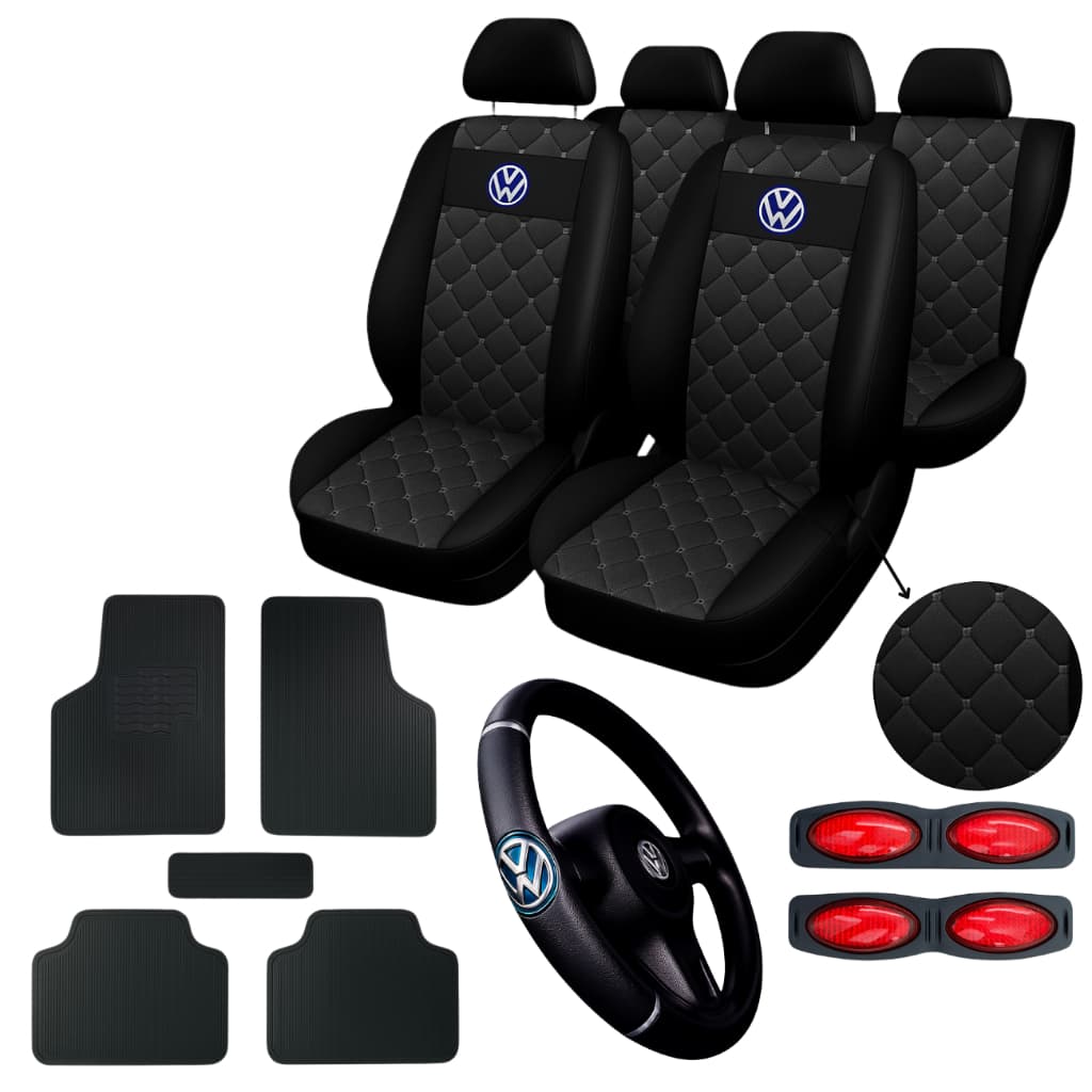 Capa Banco Automotivo Carro Em Couro Gol Fox Voyage SpacFox SpacCross tapete de carro + capa volante