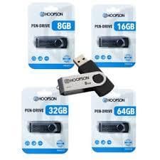 Pen drive 8gb, 16g, 32gb, 64gb, Hoopson, Preto, base metálica, USB 2.0, 6Mbps
