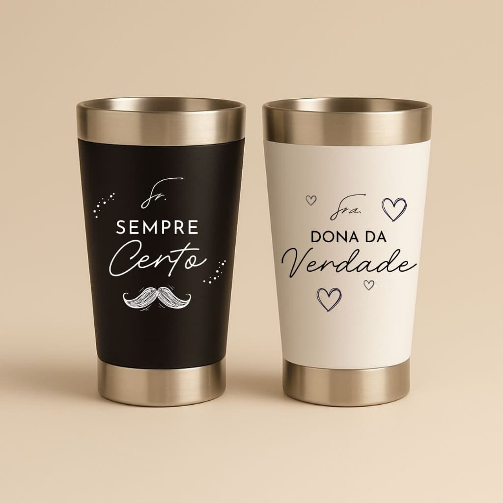 Kit 2 Copos Térmicos dia dos namorados casal bebida apaixonados
