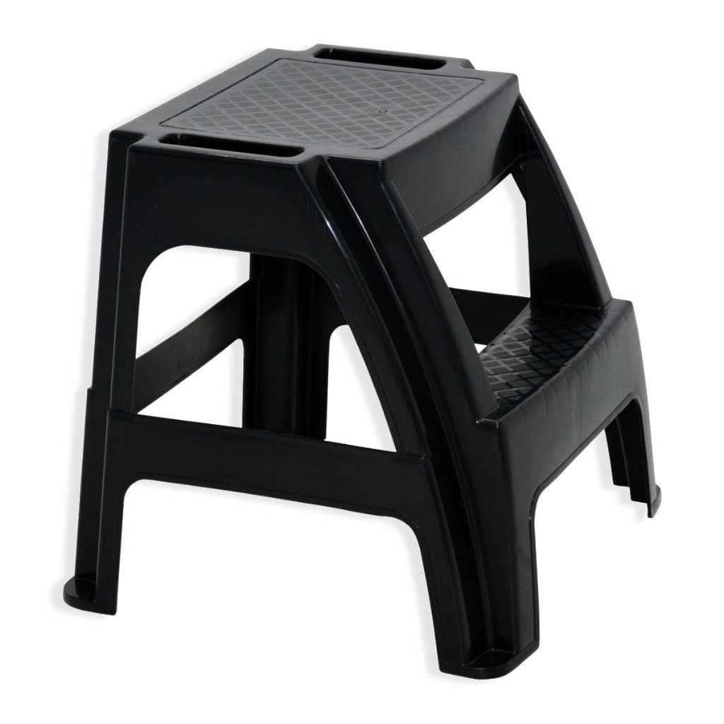 Banqueta Escada 2 Degraus Tramontina Paiva 120 kg Preta Antiderrapante Multifuncional Resistente