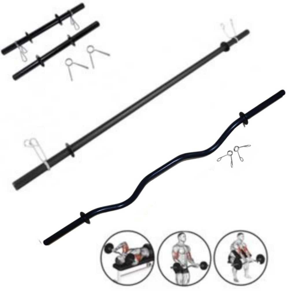 Kit Barras W + Pump 1.20 Tubular + Par Oca 40cm Com Presilhas Musculação Academia