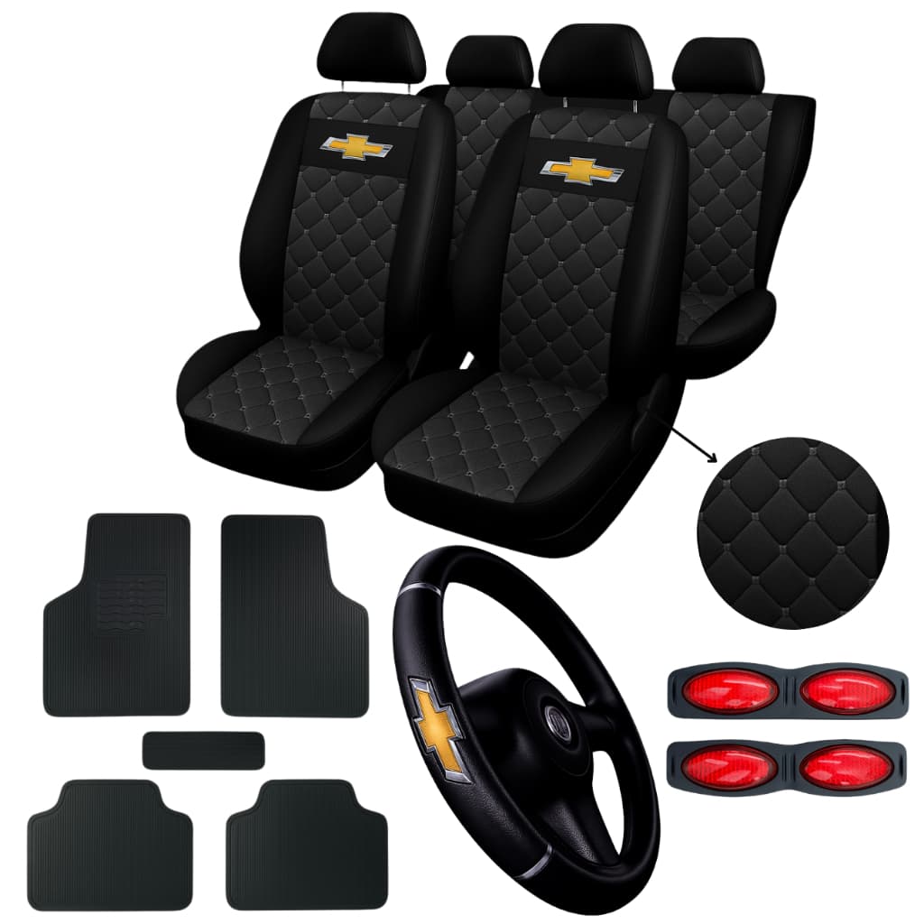 kit Capa Banco Carro Chevrolet Corsa Celta Prisma Onix Classic Astra tapete de carro capa de volante