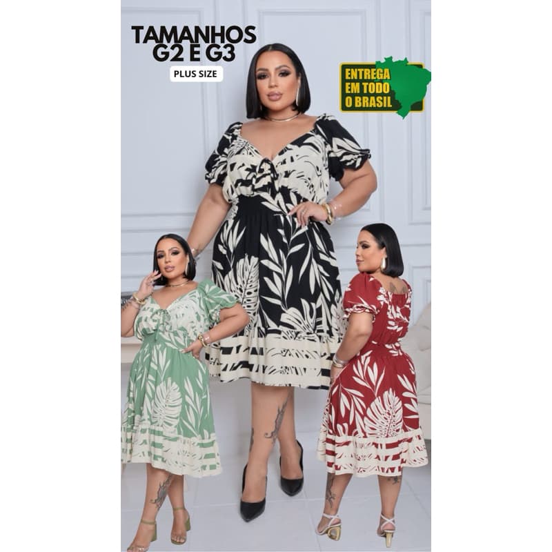 Vestido Floral Plus Size Midi G2 G3