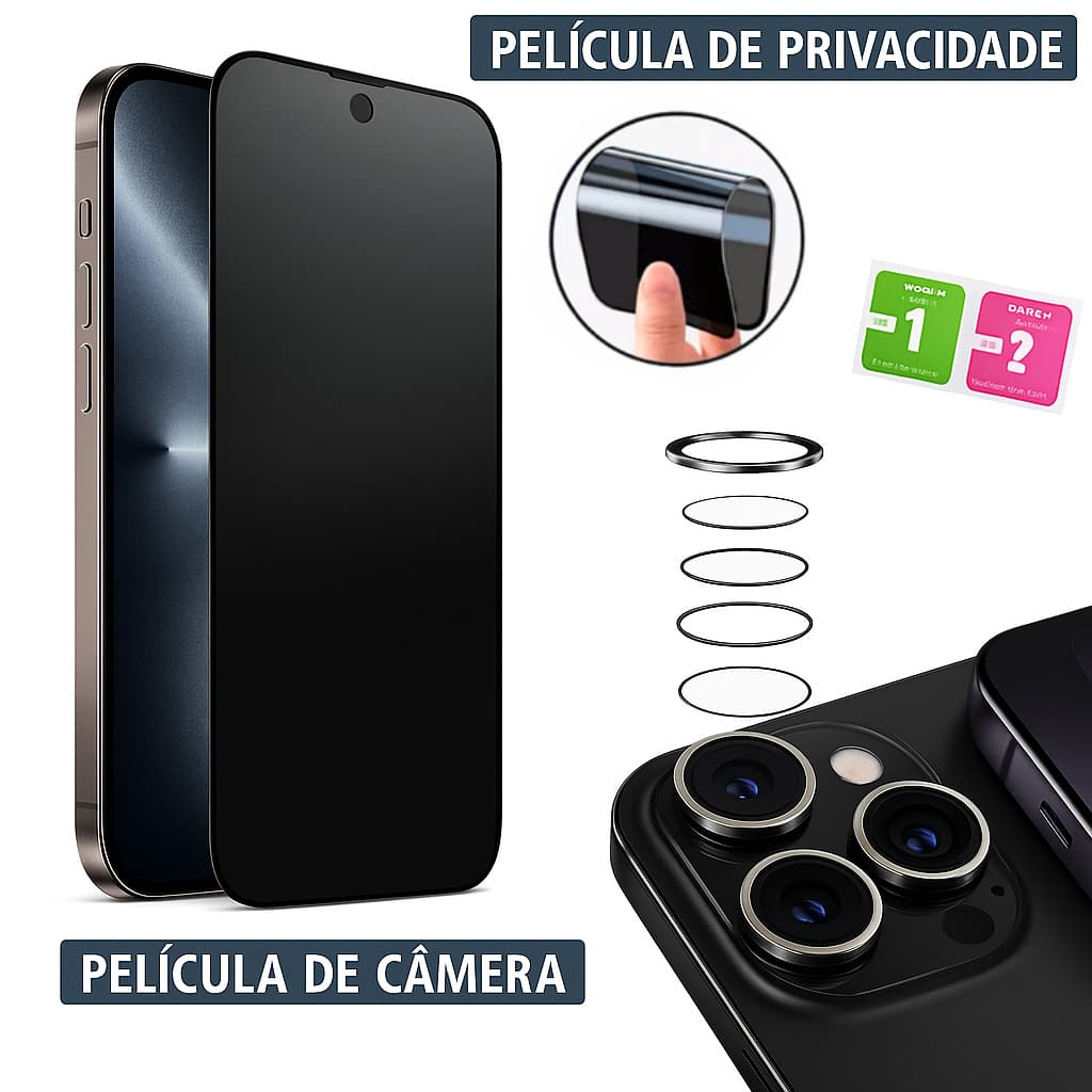 Kit Película Câmera + Película 3D Privativa Para Iphone