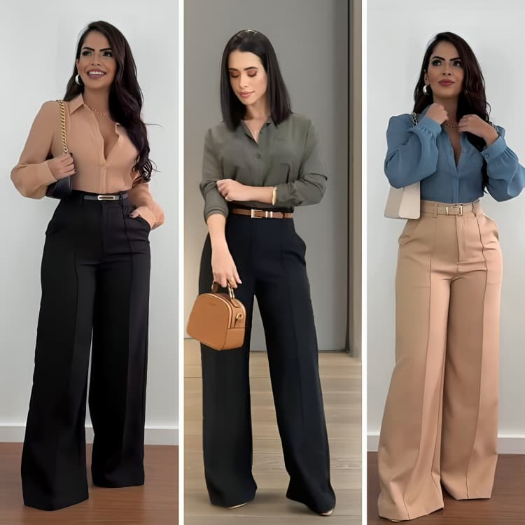 Invista em você: conjunto calça Alfaiataria e camisa social com design elegante e caimento perfeito.