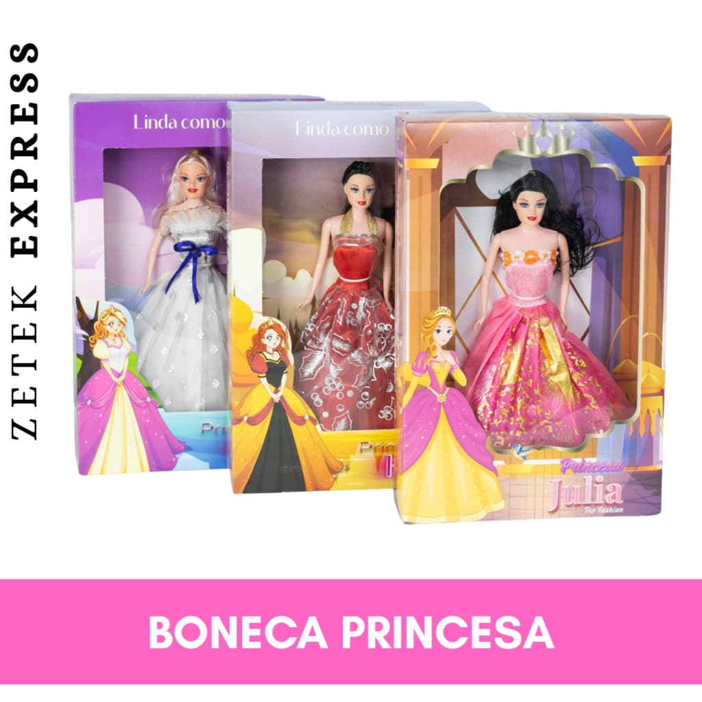 Boneca Princesa Vestido Longo Brilhante Menina Criança Brincar Dias Das Crianças Presente