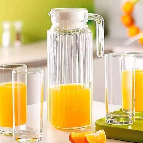 Jarra de Vidro para Porta de Geladeira 1 Litro com Tampa p/ Suco Refrigerante Agua