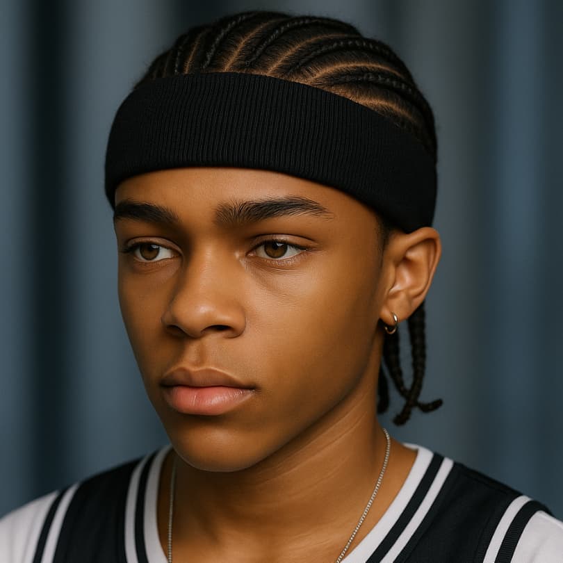 Faixa de Cabelo Cabeça Masculino Testeira HeadBand Basquete Negro Gringo Academia Swag America