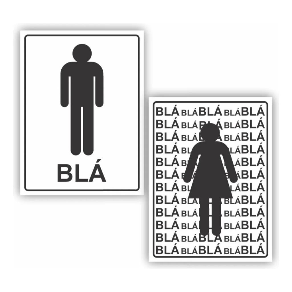 Kit 2 Placas Decorativas Engraçada Banheiro Masculino e Feminino Unissex