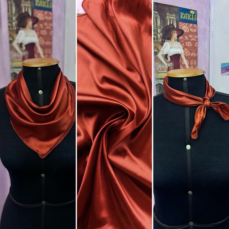 Lenço cetim pequeno terracota - Uniformes/casual