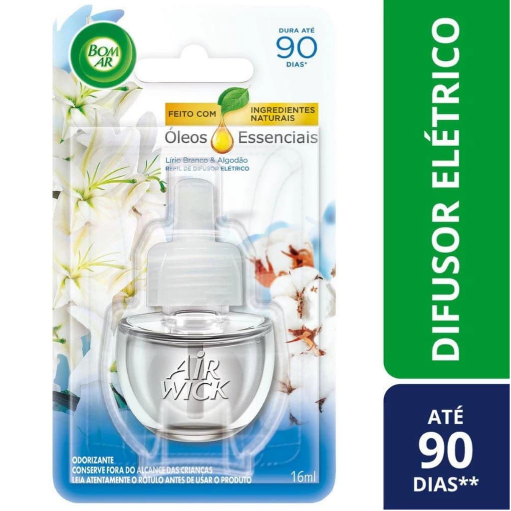 Refil Bom Ar Difusor Elétrico Com Oléo Essencial 16 ml Dura Até 90 dias - Fragrância à Sua Escolha