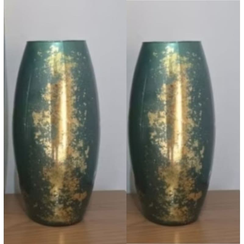 Dueto Boleado Vasos Verde e Dourado 30cm