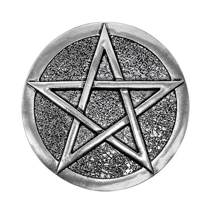 Pentáculo de Altar Pentagrama Wicca Esotérico Proteção Metal Prateado Popzenn