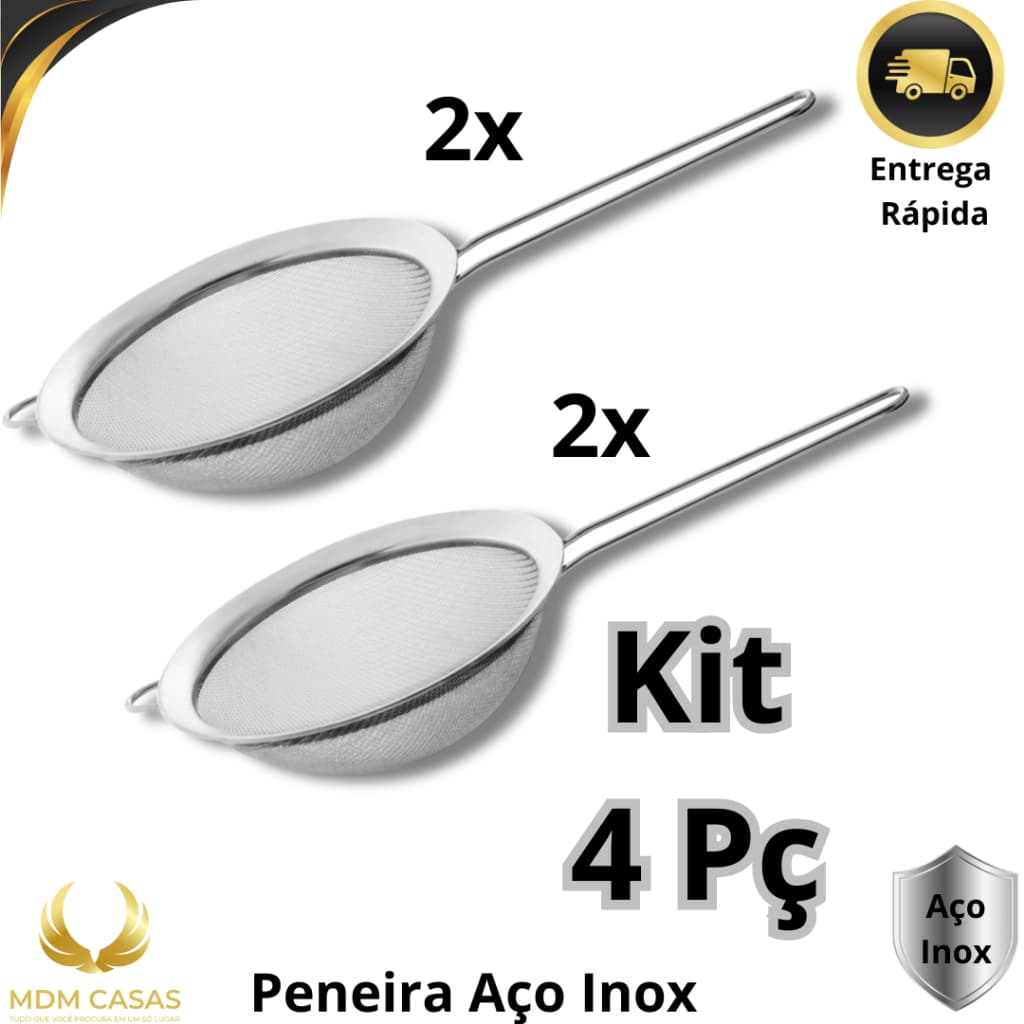Peneira Coaddor Manual Aço Inox Reforçada 14 cm Utensílio Cozinha Restaurantes Bares Buffet