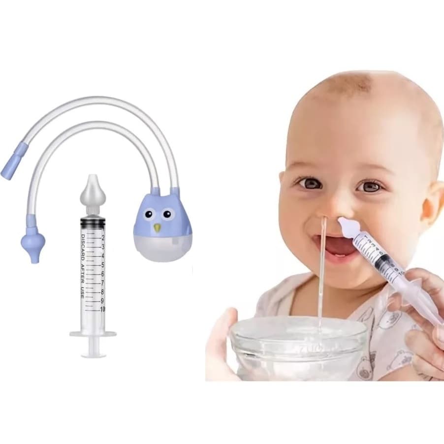 1 seringa lavagem nariz + 1 aspirador nasal sugador meleca catarro nariz Bebê Criança Infantil azul rosa