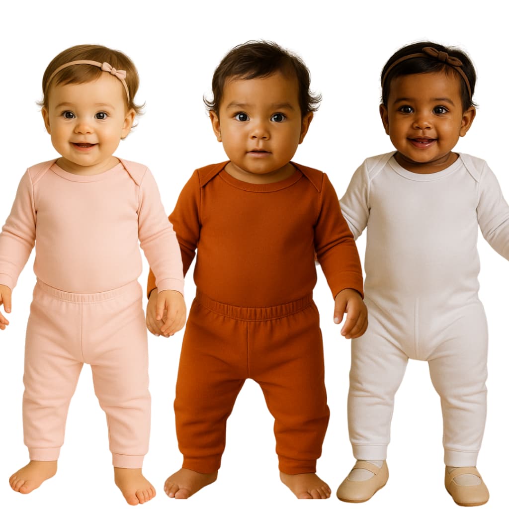 Conjunto de Bebê Menina Básico Dia a Dia Body e Calça 100% Algodão