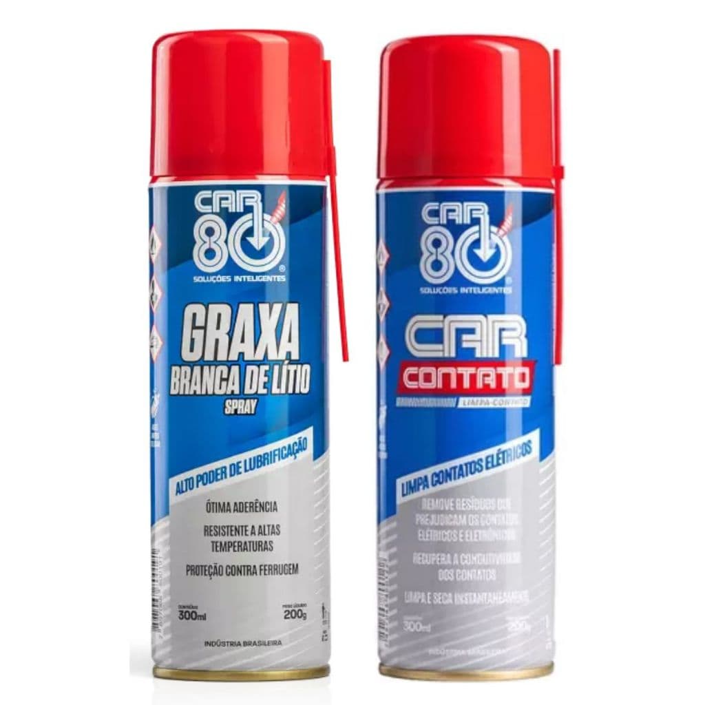 Kit Spray Graxa Branca De Lítio E Limpa Contato Car80