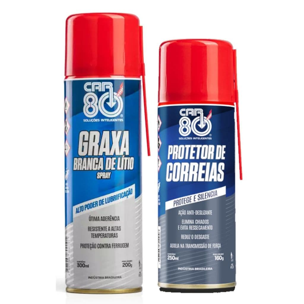 Kit Spray Graxa Branca De Lítio E Protetor De Correias Car80