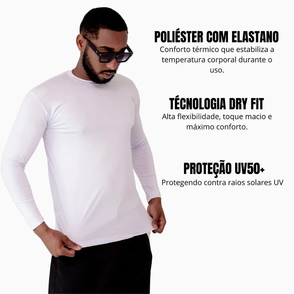 KIT 2 Camisa Térmica Masculina Proteção Uv 50+ Segunda Pele Camiseta Blusa Malha Fria Academia Manga Longa