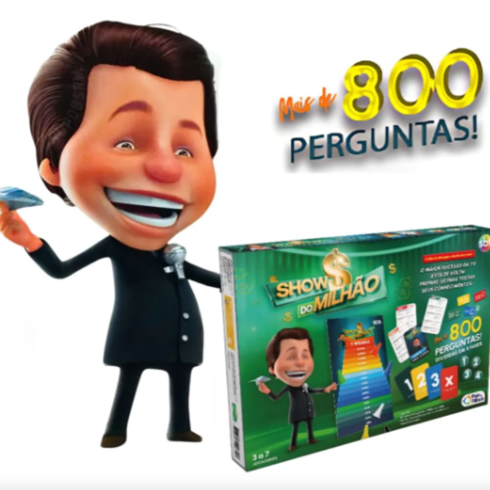 Jogo de Tabuleiro Show do Milhão com 800 Perguntas e Respostas – Diversão e Conhecimento para Toda a Família!