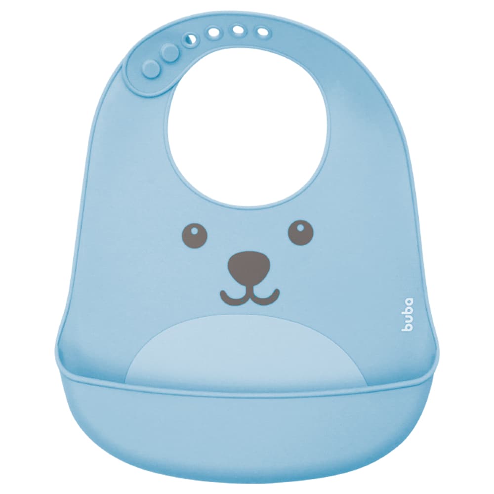 Babador de Silicone Gumy com Porta Migalhas azul Buba