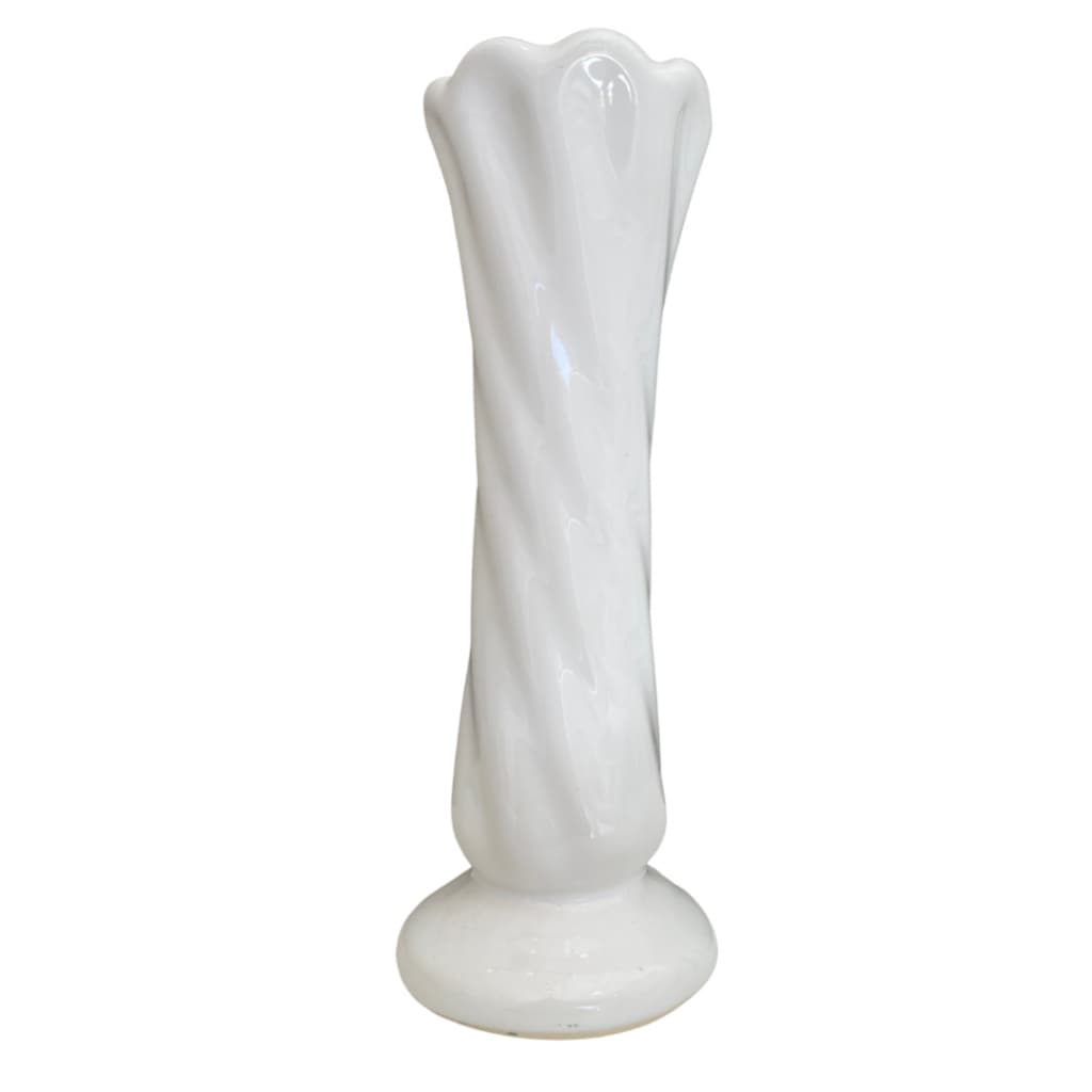 Vaso Solitário Tulipa Branco Torcido Cerâmica Premium Perfeito Para Decorar Deixar Lindo e Autêntico