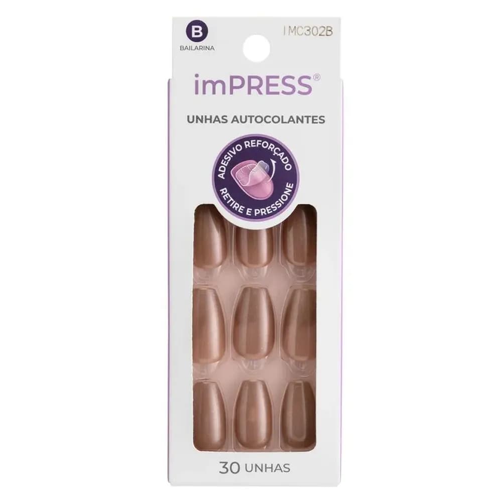Kiss New York Impress Unhas Autocolantes Bailarina - Glazed