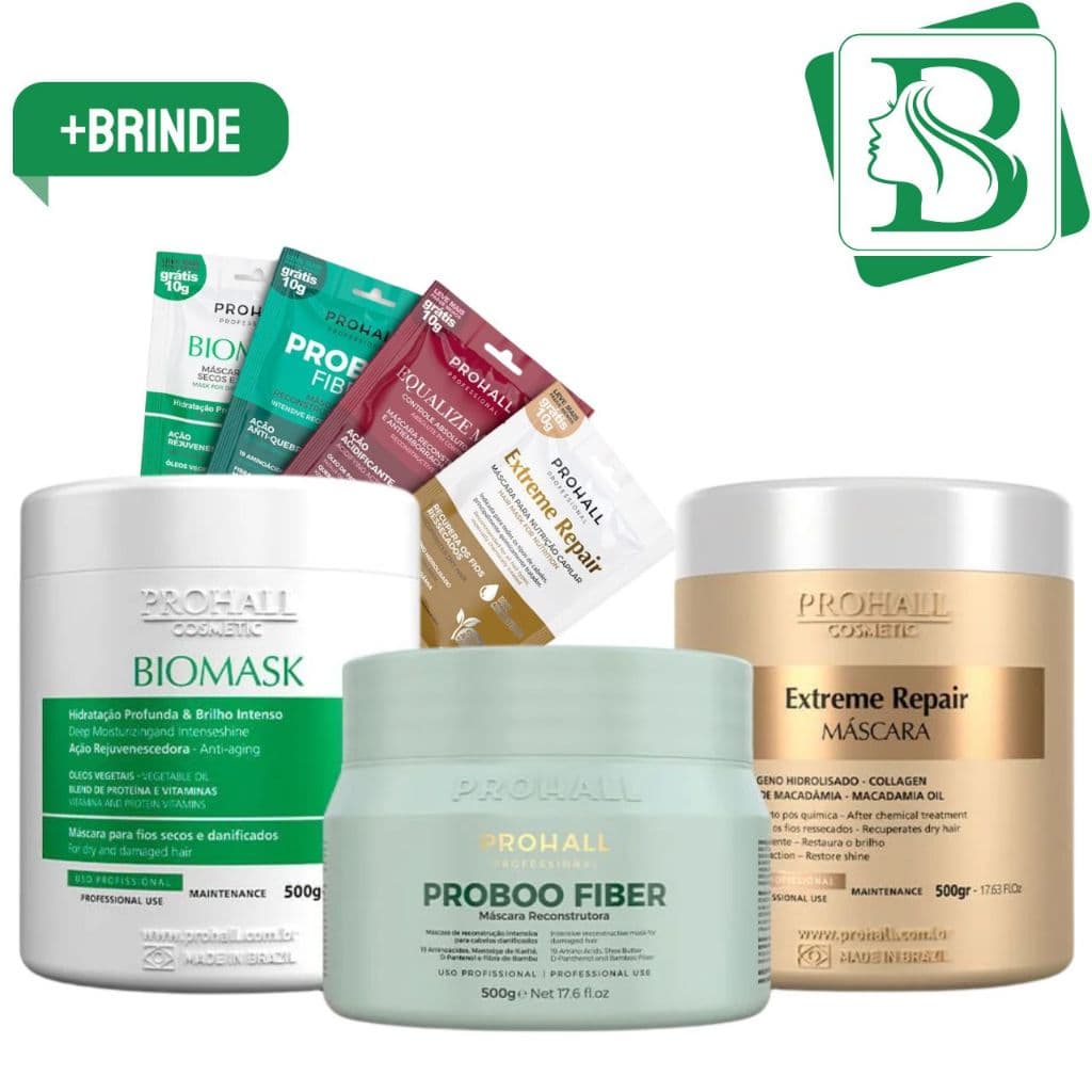 Prohall Kit Cronograma Hidratação Nutrição Reconstrução 500g