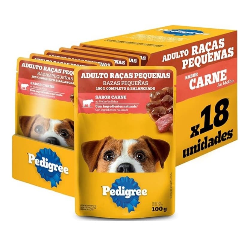 Kit com 2 Sachês Pedigree Carne 100g – Cães Adultos Pequeno Porte