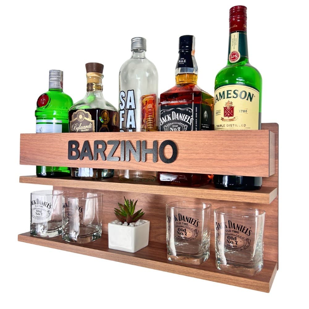 Barzinho de Parede Rack com Suporte para bebidas Decoração para Sala Decoração Churrasqueira Whisky