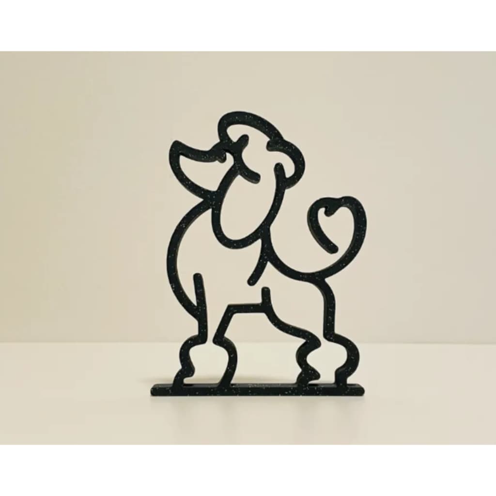 Escultura Poodle Line Art - Impressão 3D PETG - Arte Minimalista Cachorro - Decoração Pet Lovers 13 x 10cm