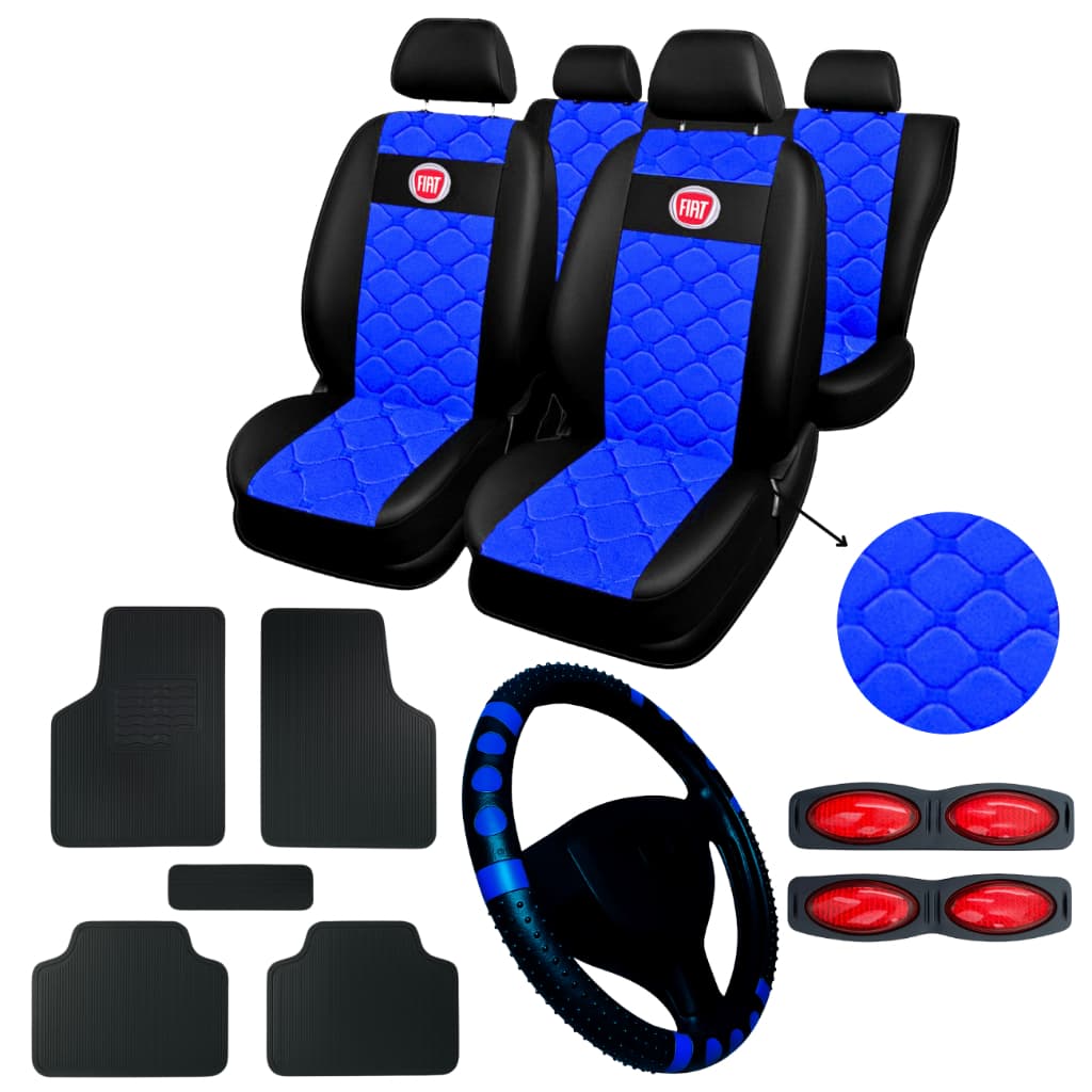 kit Capa Banco Carro Automotivo Fiat Uno Palio Punto Siena + Capa de Volante + tapete de carros