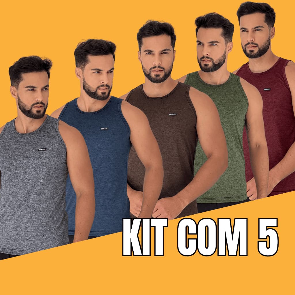 Kit 5 Camisetas Regata Dry Fit Academia Moda Fitness Camisa Masculina Sem Manga Treino Corrida