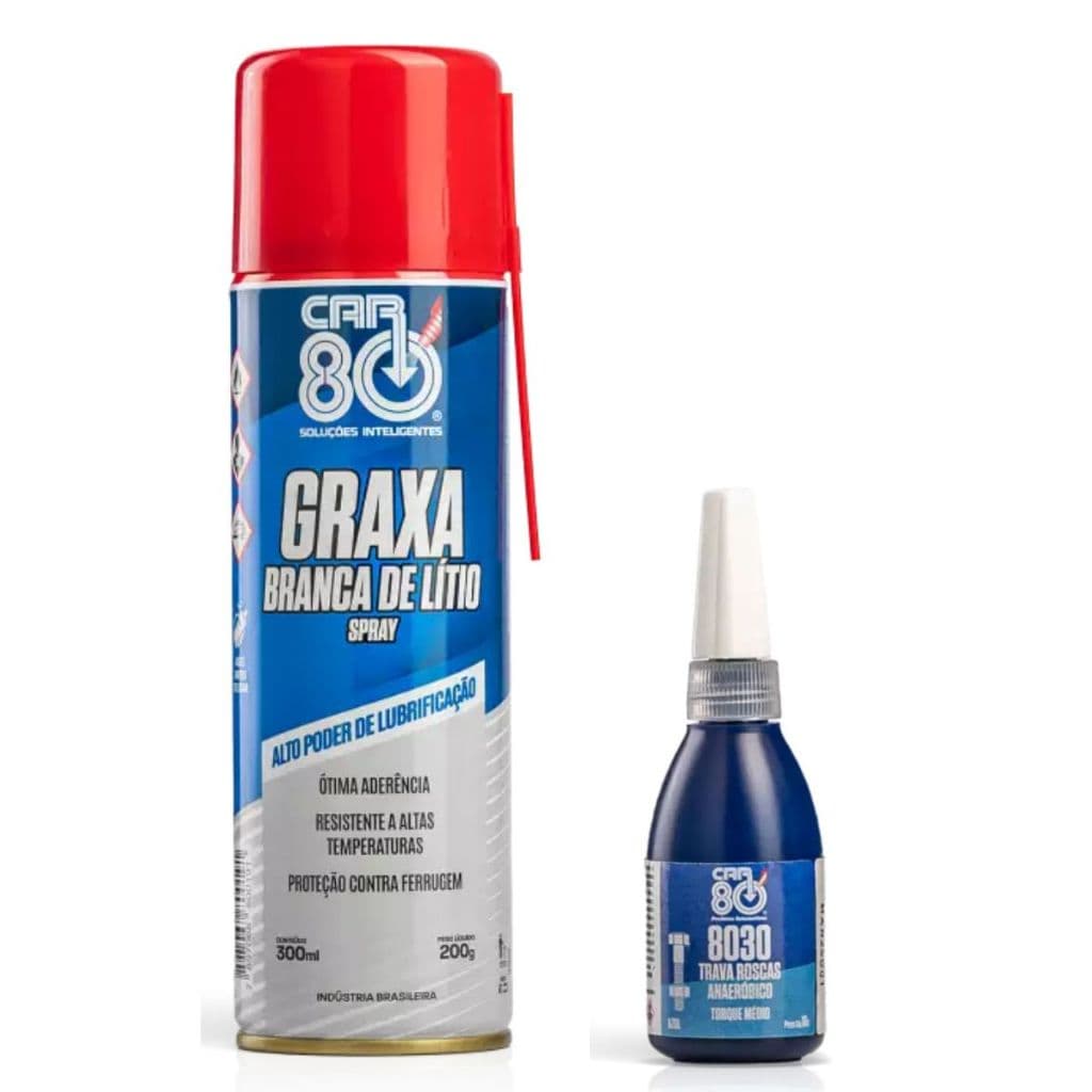 Kit Graxa Branca De Lítio Spray E Trava Rosca Car80