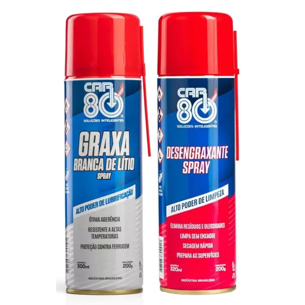 Kit Spray Graxa Branca De Lítio E Desengraxante Car80