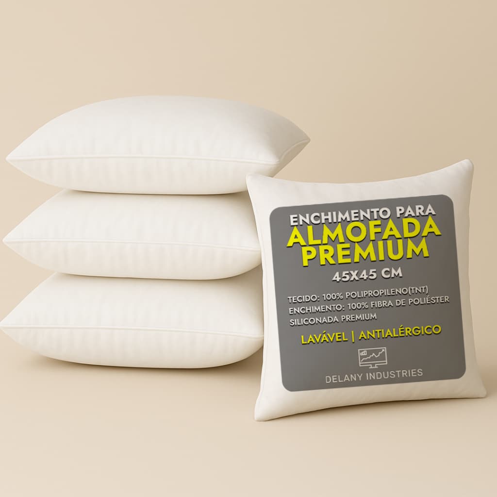 Kit 4 Refil Enchimento De Almofada 45x45 Para Sofá Lavável Extra Conforto Antialérgico