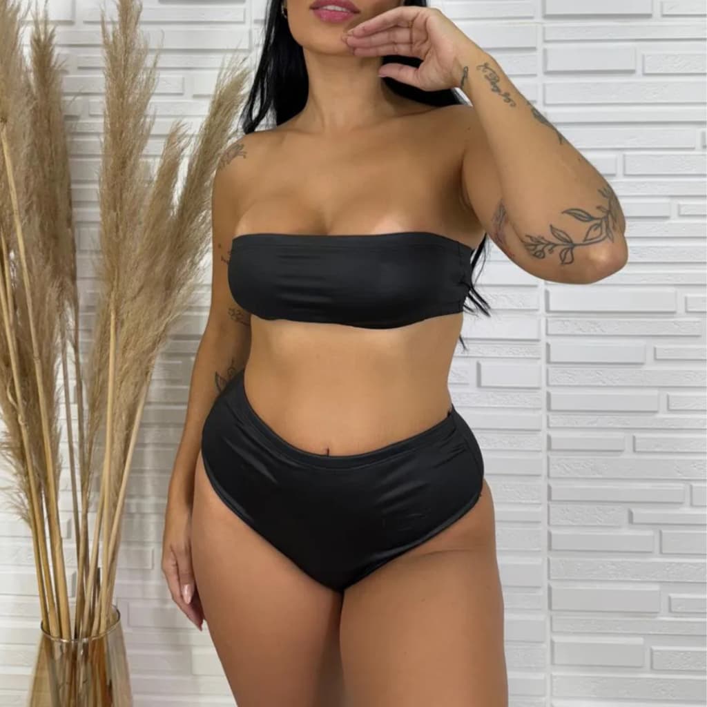 Conjunto Feminino Top Tomara Que Caia E Hot Pants Tecido Cirrê