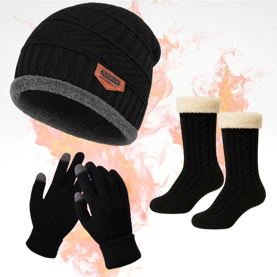 Kit Frio Touca Forrada Meia e Luva Térmica Quentinha Feminino Masculino Unissex
