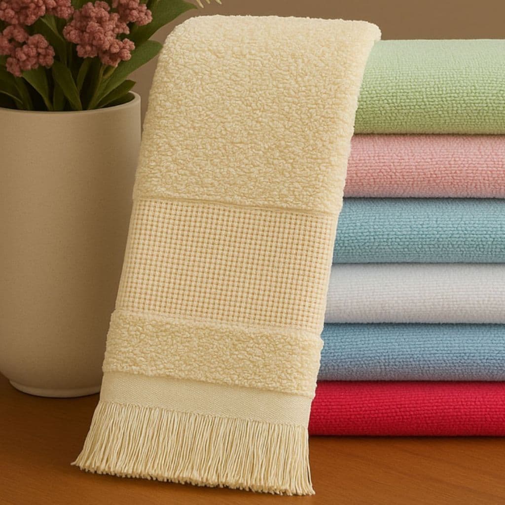 Kit Toalhinha para Lancheira Escola Infantil com Franja 12 Peças Toalha Lavado para bordar 23cmX39cm