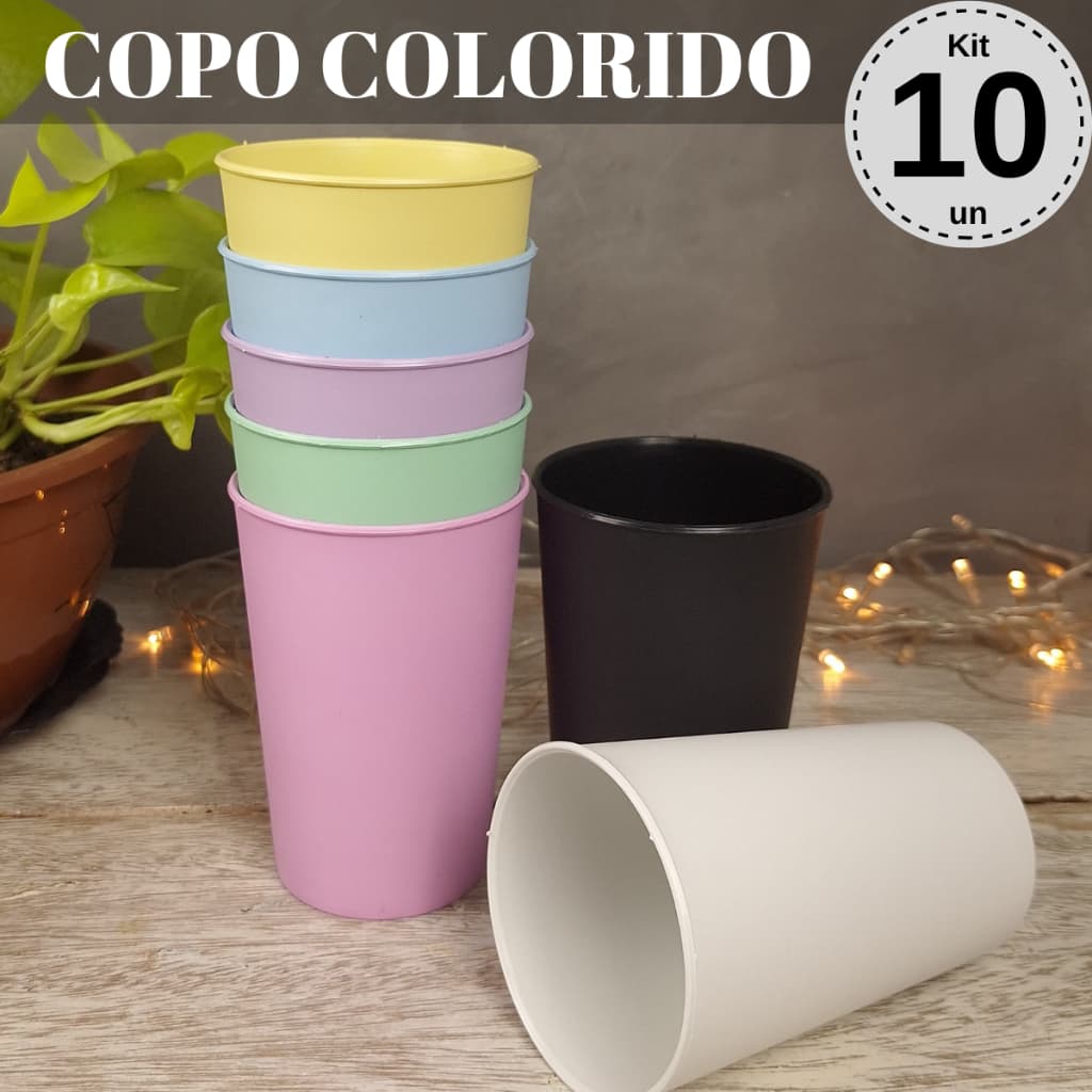 Copo de Plástico Resistente Colorido Kit 10 Copos Crianças Escola Casa Durável Festas Lembrancinha.