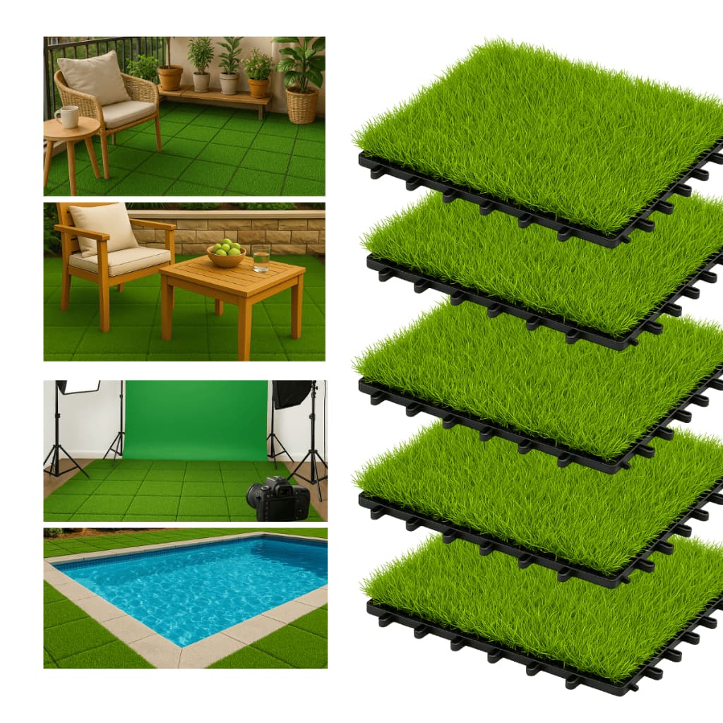 5 Placa Grama Sintética Decorativa 30x30cm Parede Verde Jardim