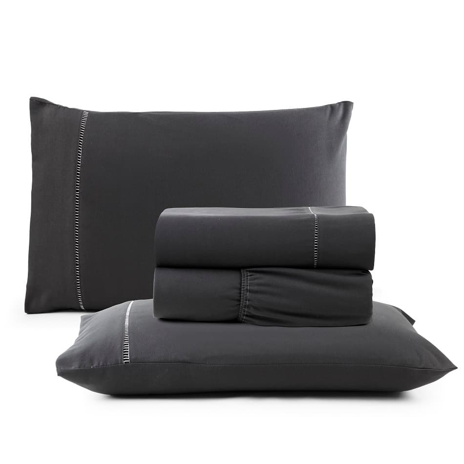 Jogo de Lençol Cama King Size Percal 400 Fios Ponto Palito 04 Pçs Antiácaro Anti-pilling