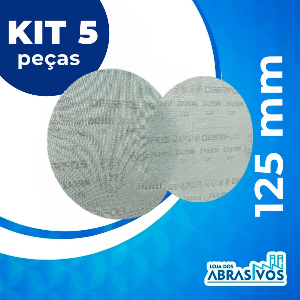 Disco Lixa Tela Para Lixadeiras Manuais e Elétricas 125mm Escolher Grão - Deernet - Kit com 5 peças