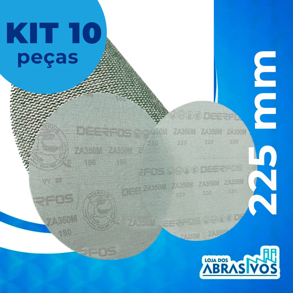 Kit 10 Discos de Lixa Tela Para Lixadeiras Manuais e Elétricas 225mm grão 120 a 600 - Disco Telado