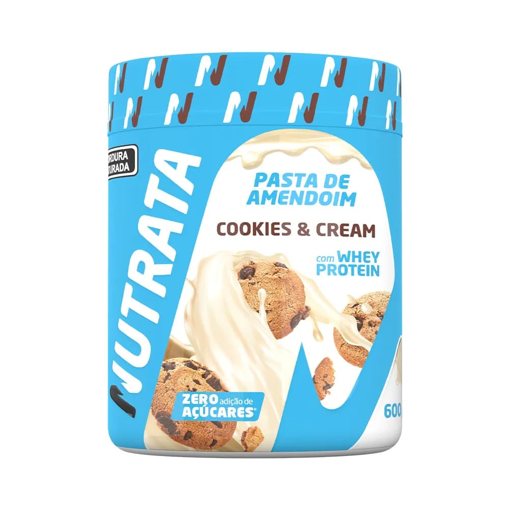Pasta de Amendoim com Whey 600g - Cookies & Cream - Nutrata