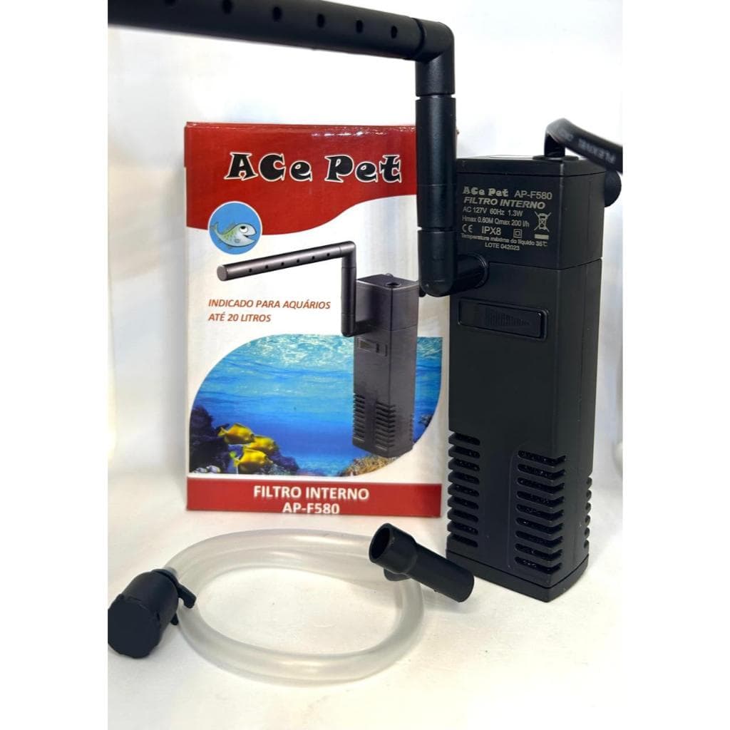 Filtro Interno Ace Pet p/ Aquário de até 20L AP-F580 p/ 200L/h