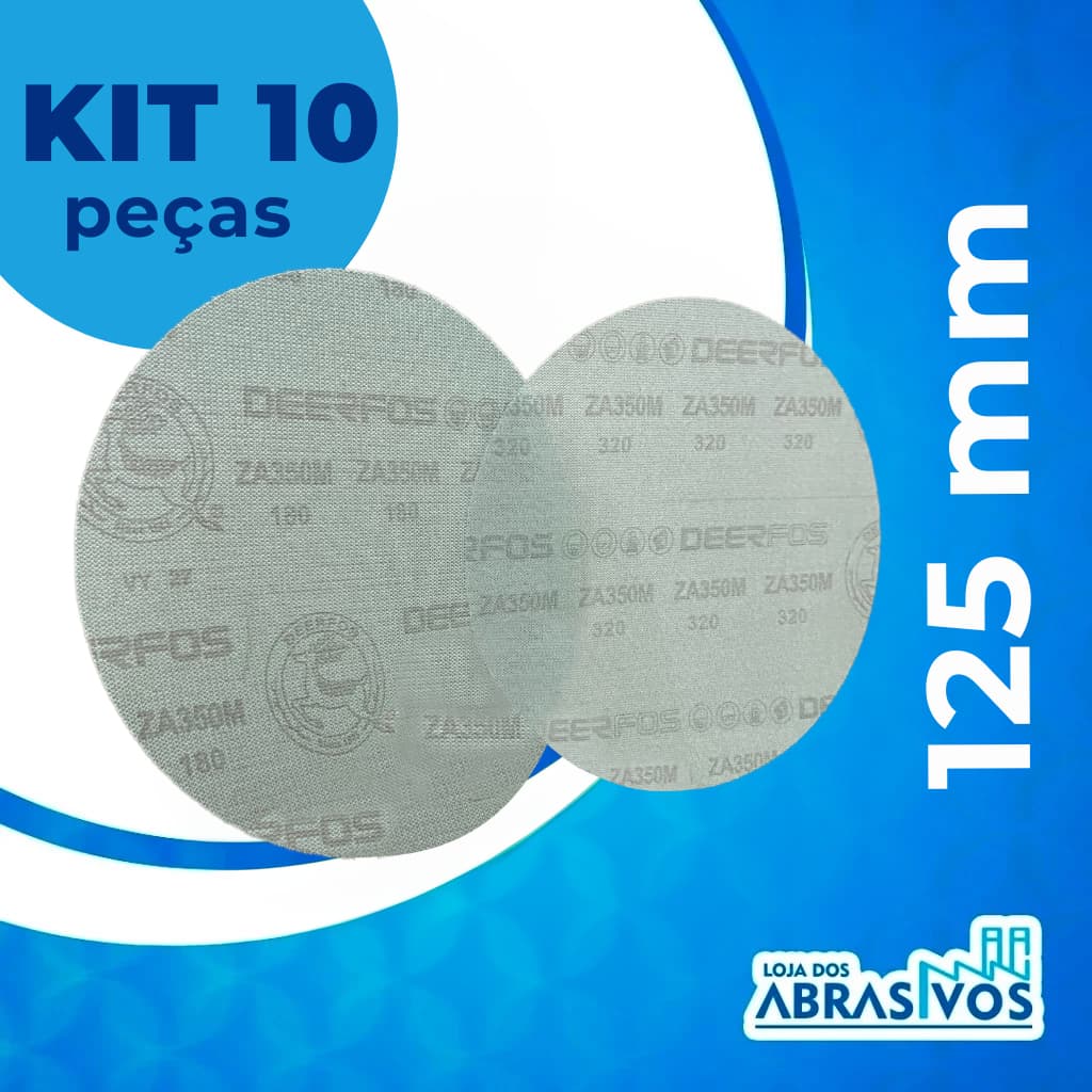 Kit 10 Discos de Lixa Tela Para Lixadeiras Manuais e Elétricas 125mm grão 120 a 600 - Disco Telado
