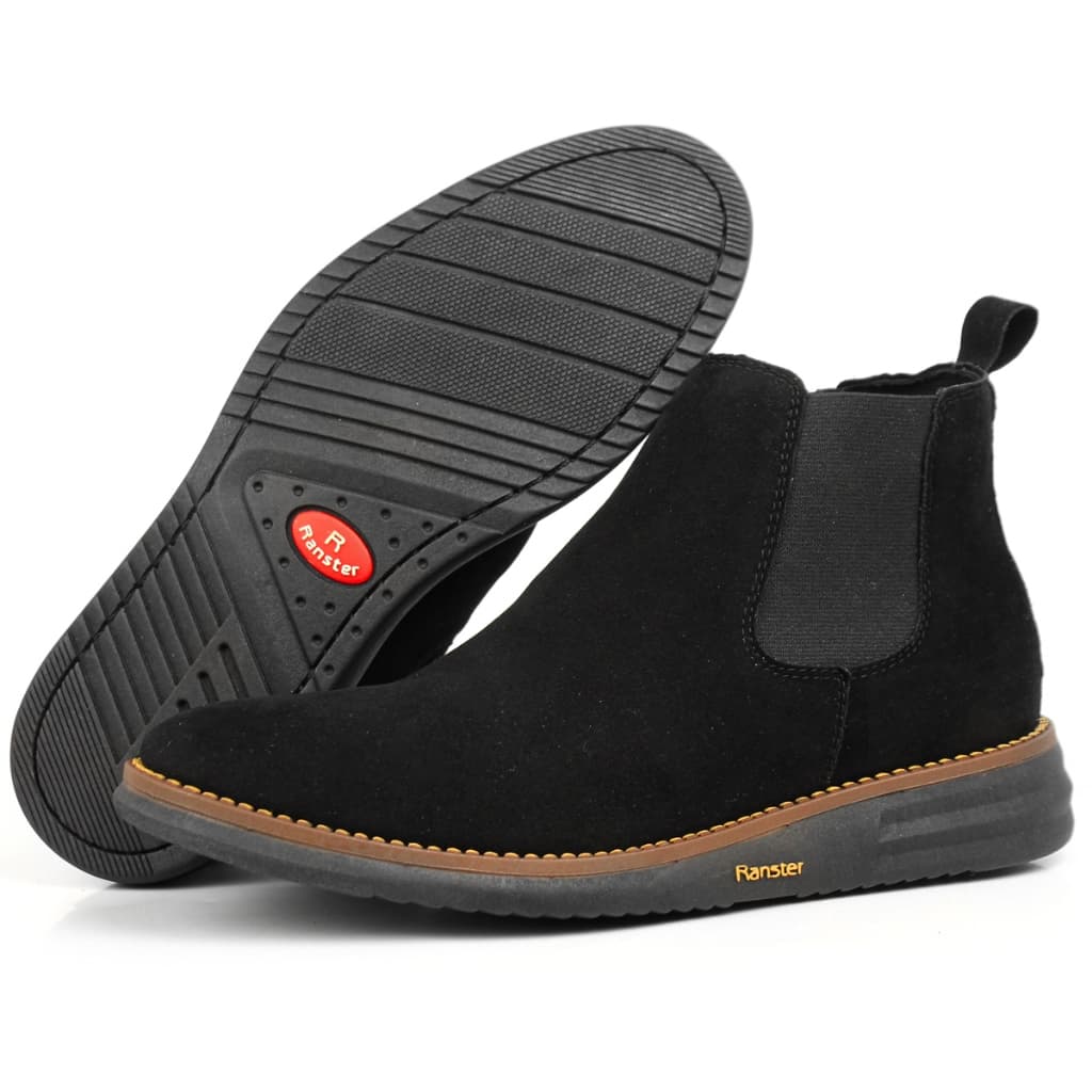 Botina Masculina Bota Chelsea Ranster Preta Leve Solado Costurado Confortavel