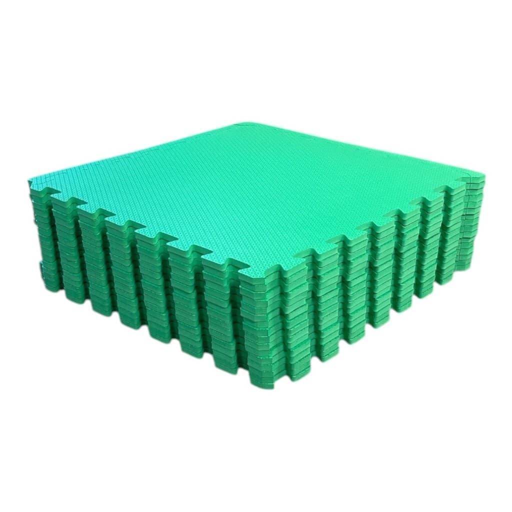 Kit 10 Tapete Tatame Eva Loja da Maria Fitness Bebe 50x50x1cm 10mm VERDE BANDEIRA